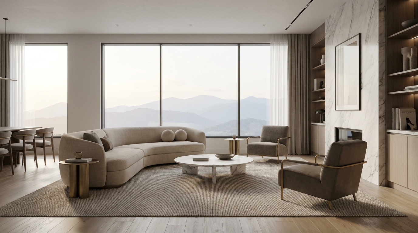 Премиальный дизайн-проект квартиры в Алматы с панорамными окнами